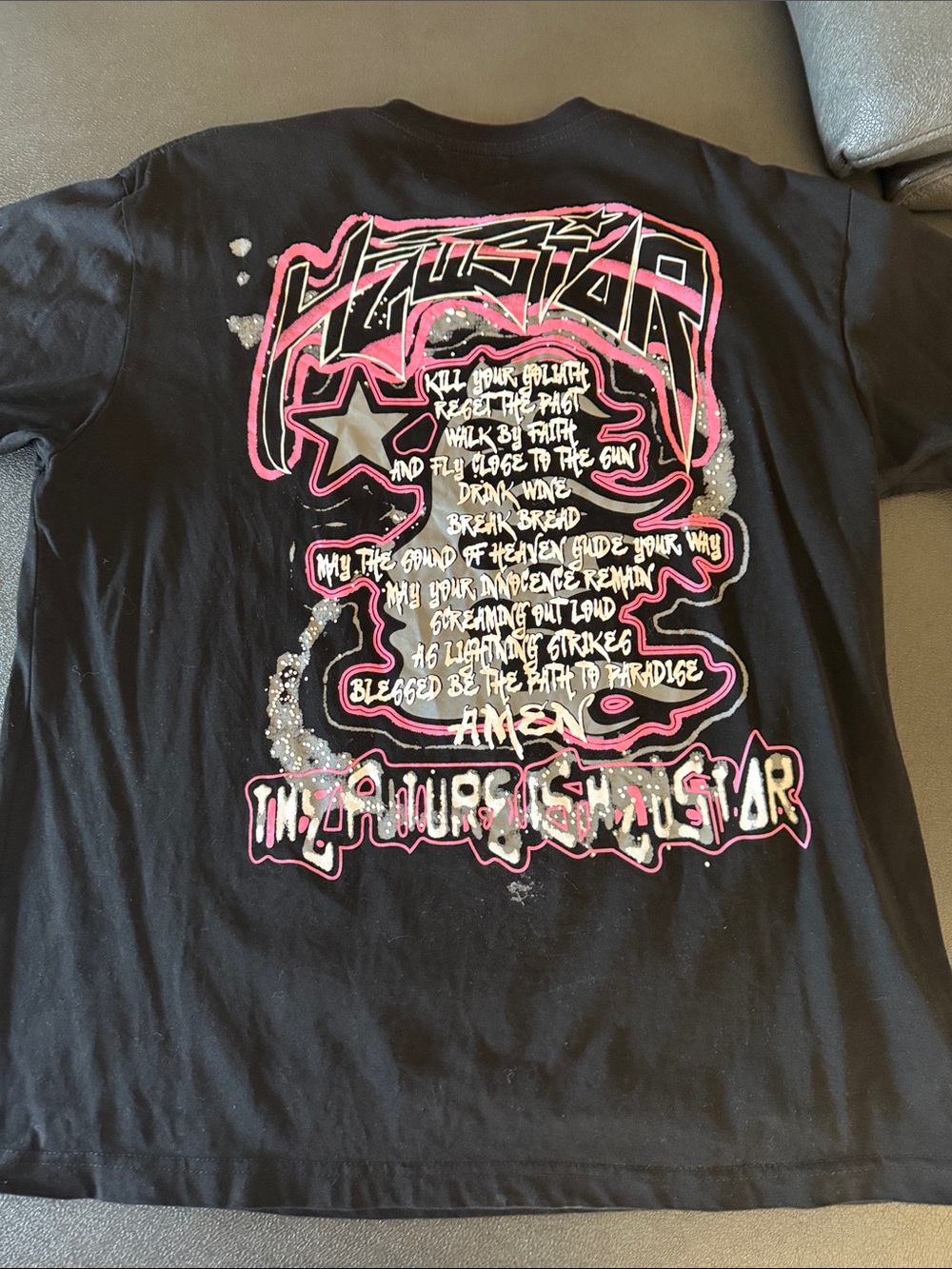 Hell Star Kids' Black Tee with Pink Graphic Face - Picture 2 of 5